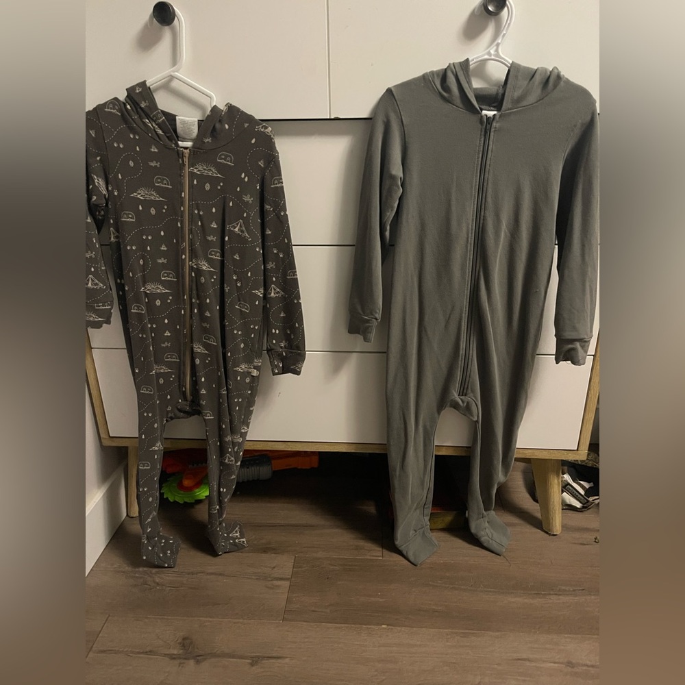 Jax and Lennon hooded zip rompers